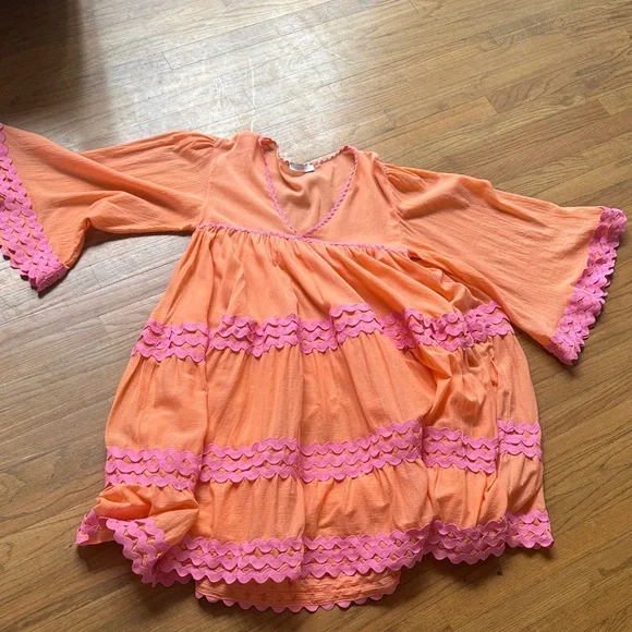 CORAL LUXURY DRESS Flora Sardalos Hydra Ric Rac trimmed dress - Picture 13 of 17